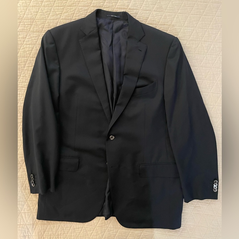 Ermenegildo Zegna Essential Multiseason Weight Navy Wool Blazer Size 44 R $2950